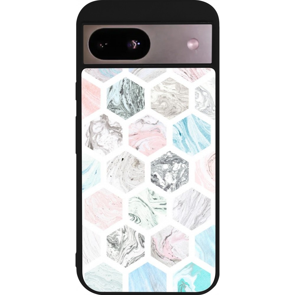 Coque Google Pixel 8a - Silicone rigide noir Marble Everything