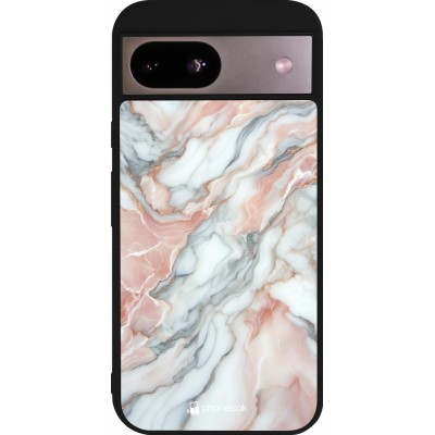 Google Pixel 8a Case Hülle - Silikon schwarz Rosa Leuchtender Marmor