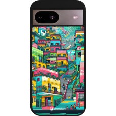 Google Pixel 8a Case Hülle - Silikon schwarz Medellin Comuna 13 Kunst