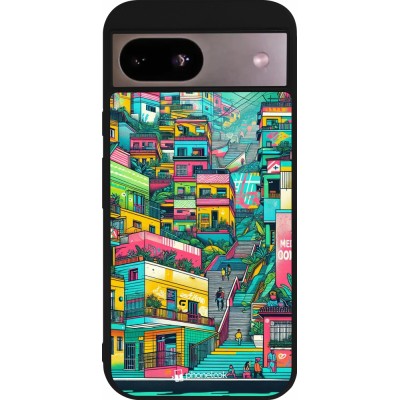 Google Pixel 8a Case Hülle - Silikon schwarz Medellin Comuna 13 Kunst