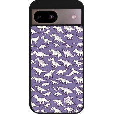 Google Pixel 8a Case Hülle - Silikon schwarz Mini-Dino-Muster violett