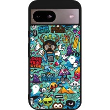 Google Pixel 8a Case Hülle - Silikon schwarz Mixed Cartoons Turquoise