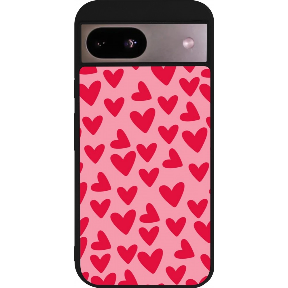 Google Pixel 8a Case Hülle - Silikon schwarz Mom 2024 kleine Herzen