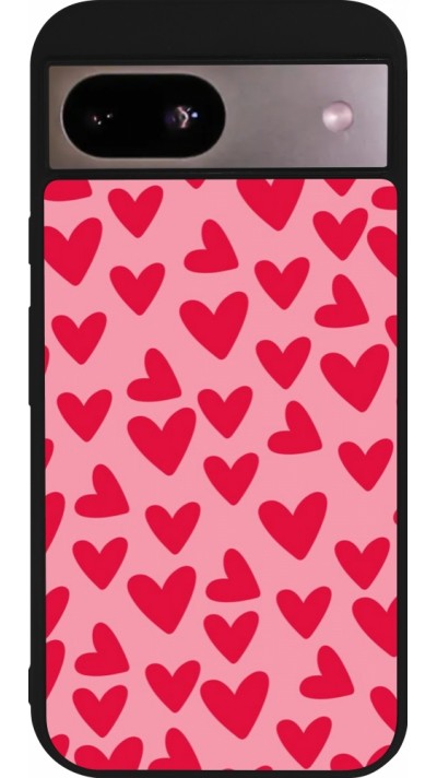 Google Pixel 8a Case Hülle - Silikon schwarz Mom 2024 kleine Herzen