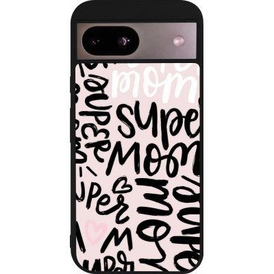 Google Pixel 8a Case Hülle - Silikon schwarz Mom 2024 Super mom