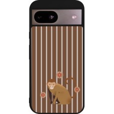 Coque Google Pixel 8a - Silicone rigide noir Monkey with stripes