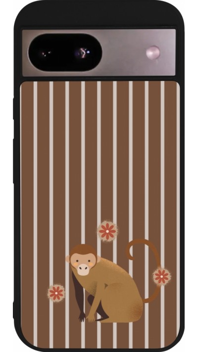 Coque Google Pixel 8a - Silicone rigide noir Monkey with stripes