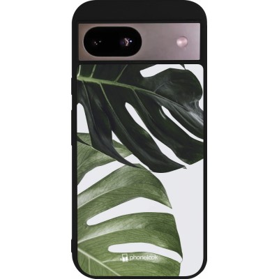 Google Pixel 8a Case Hülle - Silikon schwarz Monstera Plant