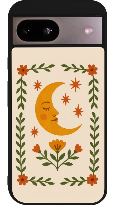 Coque Google Pixel 8a - Silicone rigide noir Half moon stamp 2026