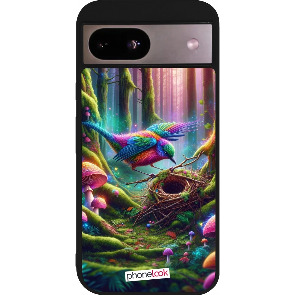 Google Pixel 8a Case Hülle - Silikon schwarz Vogel Nest Wald