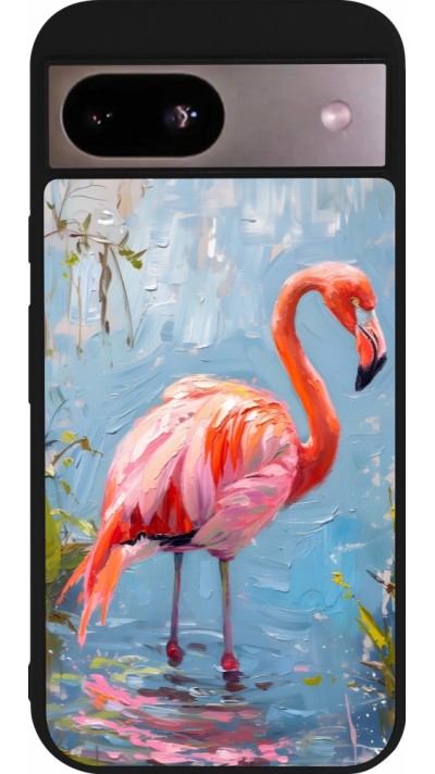 Google Pixel 8a Case Hülle - Silikon schwarz Paint Flamingo