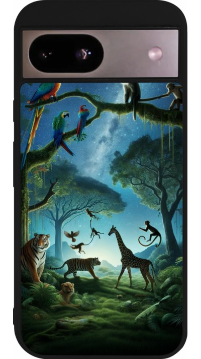 Google Pixel 8a Case Hülle - Silikon schwarz Paradies der exotischen Tiere