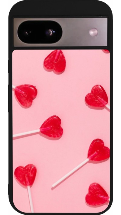 Coque Google Pixel 8a - Silicone rigide noir Saint Valentines Day 26 Lollipop