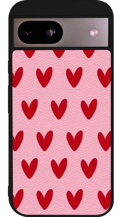 Coque Google Pixel 8a - Silicone rigide noir Saint Valentines Day 26 Pattern heart