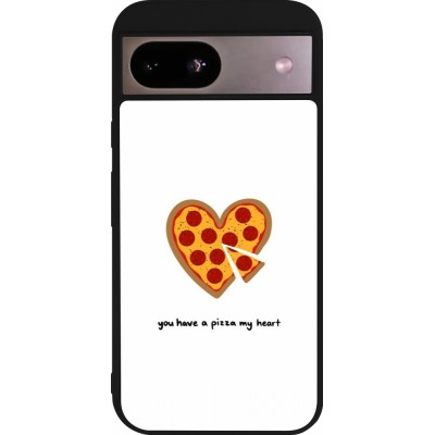 Coque Google Pixel 8a - Silicone rigide noir Saint Valentines Day 26 You have my pizza heart