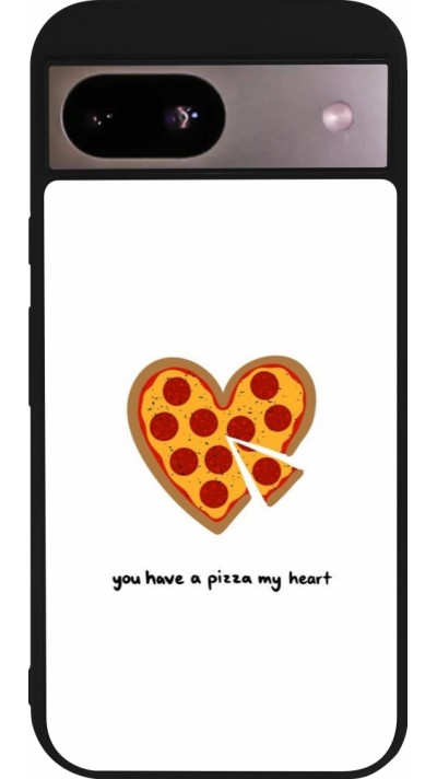 Coque Google Pixel 8a - Silicone rigide noir Saint Valentines Day 26 You have my pizza heart