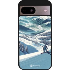 Google Pixel 8a Case Hülle - Silikon schwarz Snowboarder Berg
