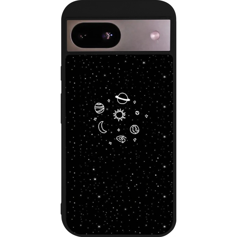 Google Pixel 8a Case Hülle - Silikon schwarz Space Doodle