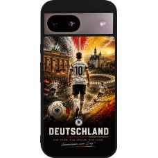 Coque Google Pixel 8a - Silicone rigide noir Football Allemagne splash 2026