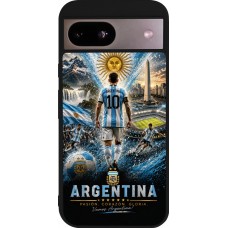Coque Google Pixel 8a - Silicone rigide noir Football Argentine splash 2026
