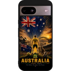 Coque Google Pixel 8a - Silicone rigide noir Football Australie splash 2026