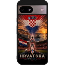 Coque Google Pixel 8a - Silicone rigide noir Football Croatie splash 2026