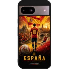 Coque Google Pixel 8a - Silicone rigide noir Football Espagne splash 2026