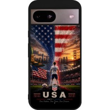 Coque Google Pixel 8a - Silicone rigide noir Football États-Unis splash 2026