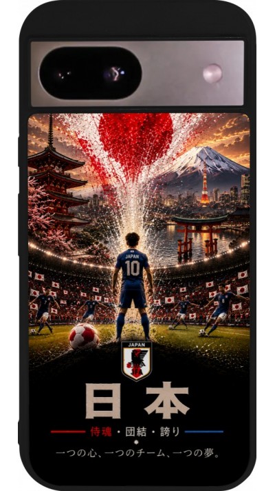 Coque Google Pixel 8a - Silicone rigide noir Football Japon splash 2026