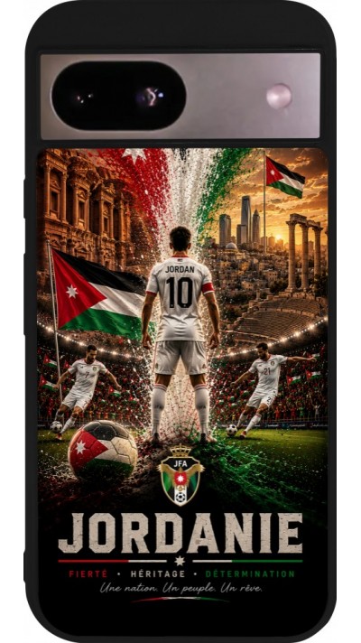 Coque Google Pixel 8a - Silicone rigide noir Football Jordanie splash 2026