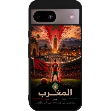 Coque Google Pixel 8a - Silicone rigide noir Football Maroc splash 2026
