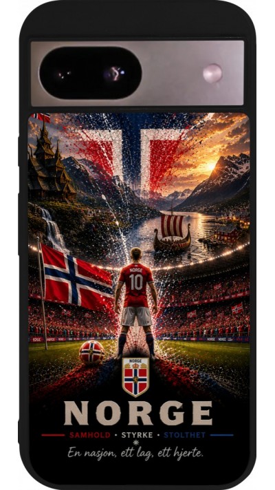 Coque Google Pixel 8a - Silicone rigide noir Football Norvège splash 2026