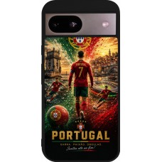 Coque Google Pixel 8a - Silicone rigide noir Football Portugal splash 2026