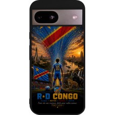 Coque Google Pixel 8a - Silicone rigide noir Football République démocratique du Congo splash 2026