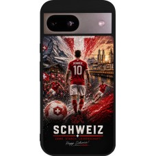 Coque Google Pixel 8a - Silicone rigide noir Football Schweiz splash 2026