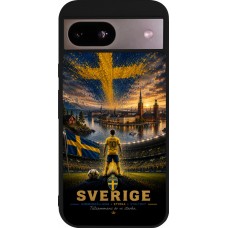 Coque Google Pixel 8a - Silicone rigide noir Football Suède splash 2026