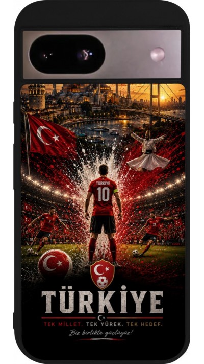 Coque Google Pixel 8a - Silicone rigide noir Football Turquie splash 2026