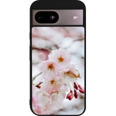 Coque Google Pixel 8a - Silicone rigide noir Cherry tree 2026