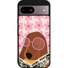 Coque Google Pixel 8a - Silicone rigide noir Dog with newspaper 2026