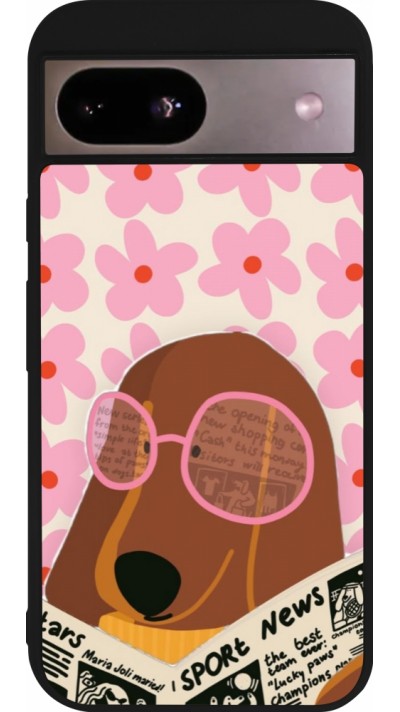 Coque Google Pixel 8a - Silicone rigide noir Dog with newspaper 2026