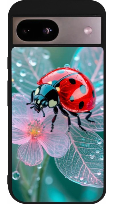 Coque Google Pixel 8a - Silicone rigide noir Ladybird in bloom 2026