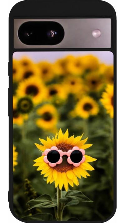 Coque Google Pixel 8a - Silicone rigide noir Sunflower with glasses 2026