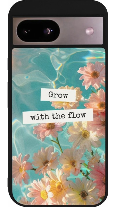 Coque Google Pixel 8a - Silicone rigide noir Summer 2025 Grow with the flow