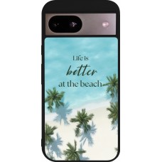 Coque Google Pixel 8a - Silicone rigide noir Summer 2025 Life is better at the beach