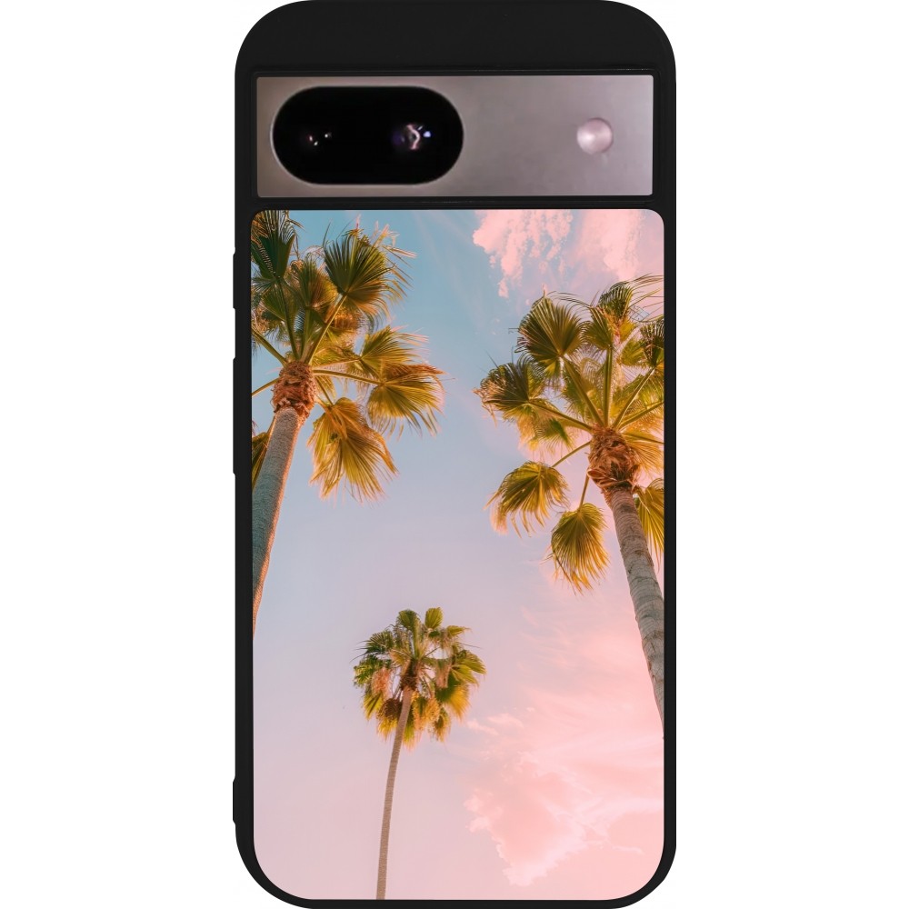 Google Pixel 8a Case Hülle - Silikon schwarz Summer 2025 Palmiers