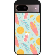 Coque Google Pixel 8a - Silicone rigide noir Summer 2025 Pattern citron