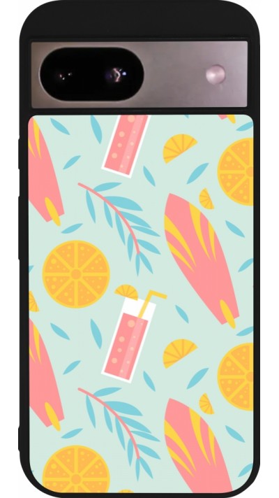 Coque Google Pixel 8a - Silicone rigide noir Summer 2025 Pattern citron