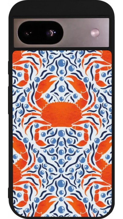 Coque Google Pixel 8a - Silicone rigide noir Crabs and pearls Summer 2026