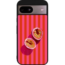 Coque Google Pixel 8a - Silicone rigide noir Passion fruit Summer 2026