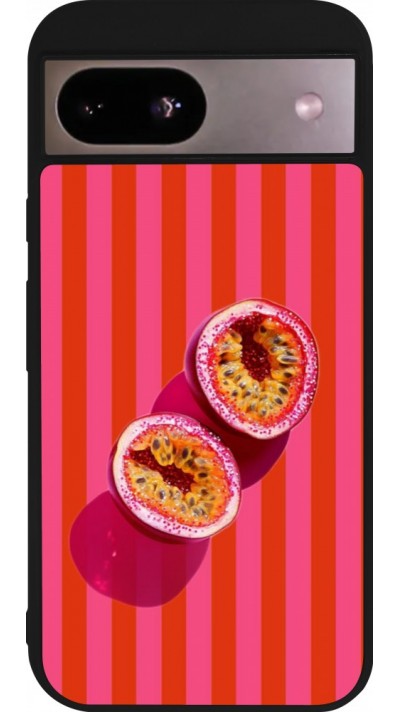 Coque Google Pixel 8a - Silicone rigide noir Passion fruit Summer 2026